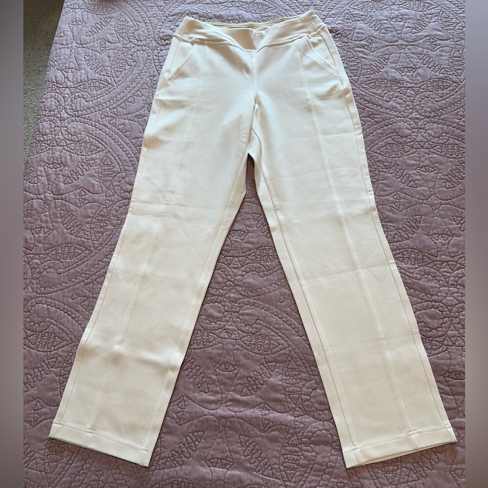 Belle by Kim Gravel Cream Straight Leg Pants Lightweight